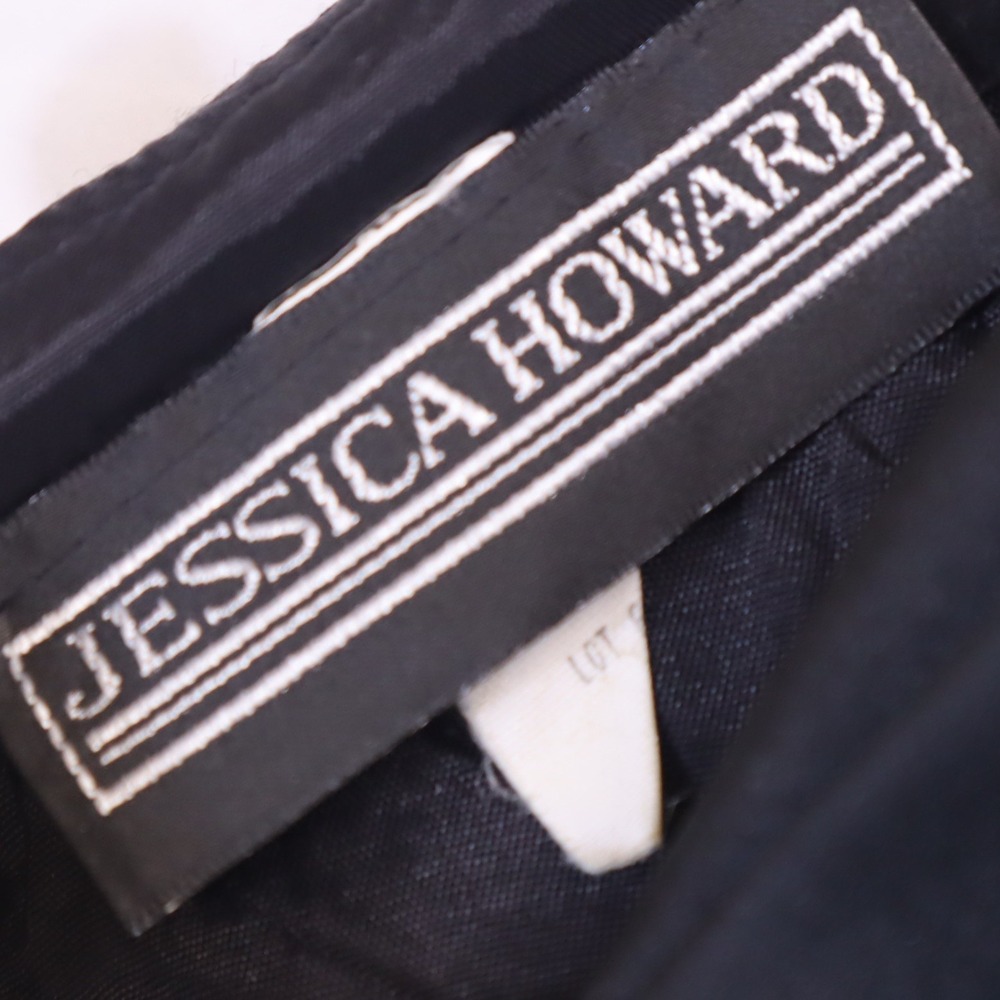 Jessica Howard Black Off The Shoulder Gown Bow Detail Slit Sheath Size 4 Vintage - Picture 4 of 9